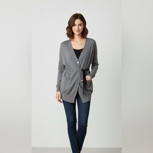 Stella McCartney Gray Wrap Lightweight Cardigan Sweater 36 Made in Italy